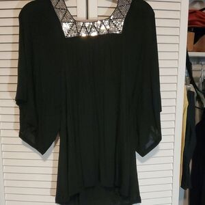 Forever 21 Black Blouse with Silver Accents